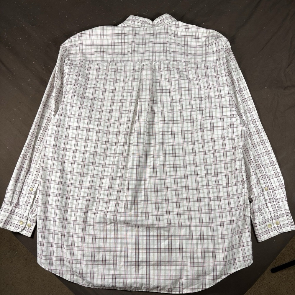 Pendleton Mens XL Plaid Button Down Shirt White Burgundy Long Sleeve Casual - Picture 2 of 7
